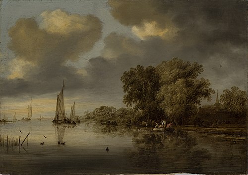 River Landscape, 1642, Salomon van Ruysdael
