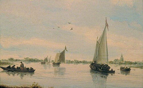 Sailing Boats on a River, 1640, Salomon van Ruysdael