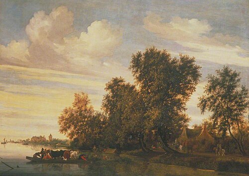 River Landscape with Ferry Boat, 1650, Salomon van Ruysdael