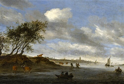 Fishing in the Rhine., 1659, Salomon van Ruysdael