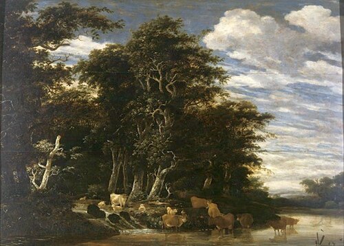 Bétail à l'abreuvoir., 1650, Salomon van Ruysdael