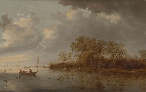 River Landscape with Fisherman, 1632, Salomon van Ruysdael