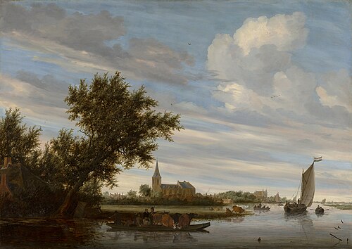 River View with Church and Ferry, 1647, Salomon van Ruysdael