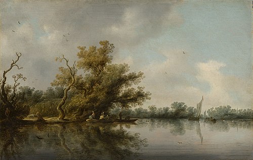 Riverbank with Old Trees, 1633, Salomon van Ruysdael