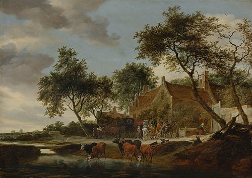 The watering place, 1660, Salomon van Ruysdael