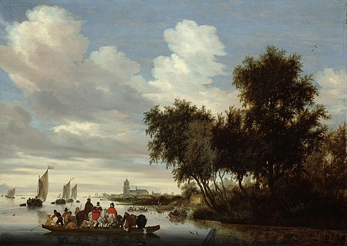 River Landscape with Ferry, 1649, Salomon van Ruysdael