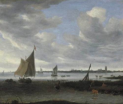 View near Dordrecht, 1664, Salomon van Ruysdael