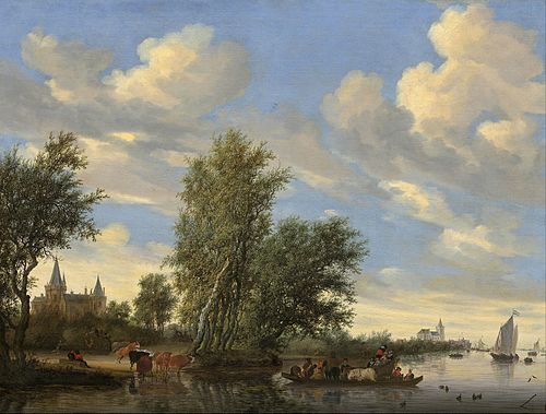 River Landscape with Ferry, 1649, Salomon van Ruysdael