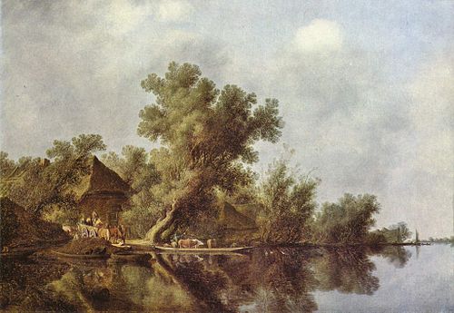 River Landscape, 1632, Salomon van Ruysdael