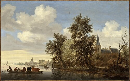 River Landscape with a Ferry, 1650, Salomon van Ruysdael