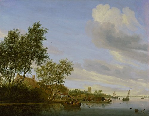 River Landscape with a Ferry, 1656, Salomon van Ruysdael
