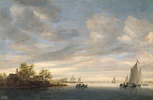 A River Landscape with Sailing Boats, 1651, Salomon van Ruysdael