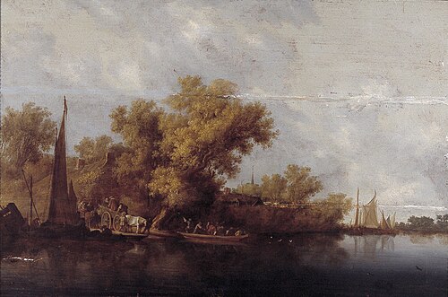 River Landscape with Ferry, 1647, Salomon van Ruysdael