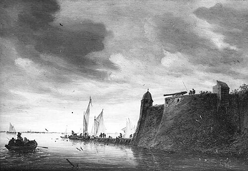 Fortification on a River, 1660, Salomon van Ruysdael