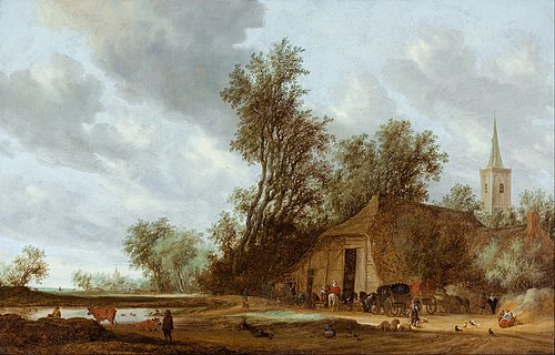 The halt at the inn, 1644, Salomon van Ruysdael