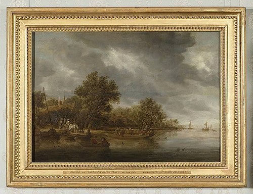 Kanalufer mit einer Viehfähre, 1642, Salomon van Ruysdael