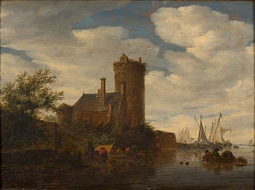 Rivierlandschap met kasteel, 1664, Salomon van Ruysdael