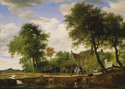 Travellers before the Inn to the White Swan, 1662, Salomon van Ruysdael