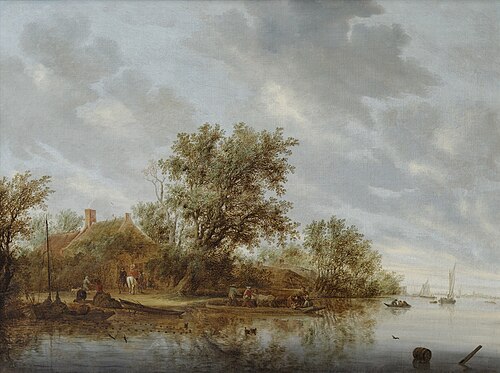 River Landscape with Ferry, 1644, Salomon van Ruysdael