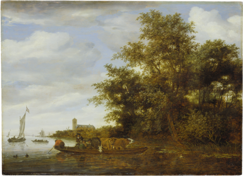 River Landscape with Ferry, 1664, Salomon van Ruysdael