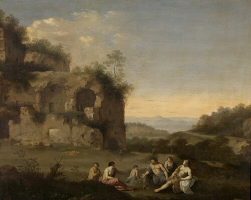 Landscape with ruins, , Cornelis van Poelenburgh