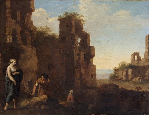 Ruinenlandschaft mit Staffage, 1645, Cornelius van Poelenburgh