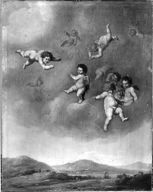 Putten am Himmel, 1630, Cornelius van Poelenburgh