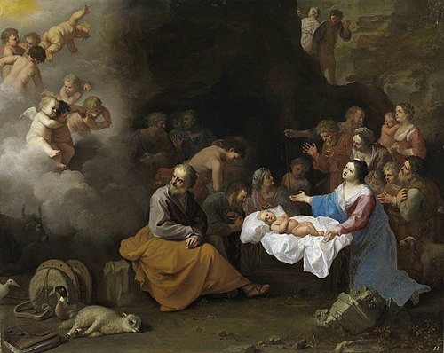 The adoration of the shepherds, 1635, Cornelius van Poelenburgh