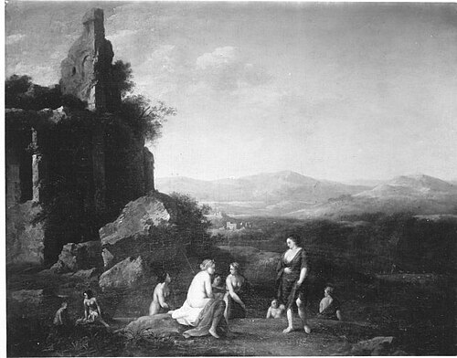 Landschaft mit Callisto und Diana, 1630, Cornelius van Poelenburgh