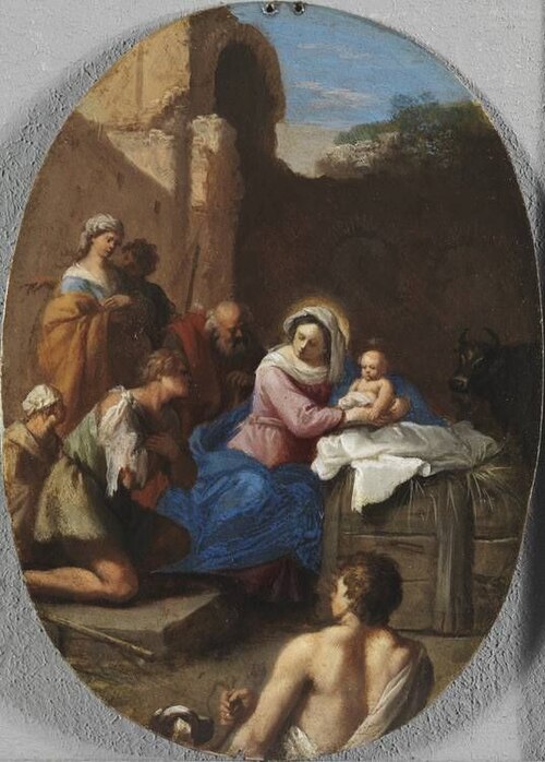 Anbetung der Hirten (zugeschrieben), 1630, Cornelius van Poelenburgh