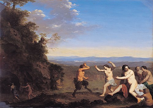 Nymphs and satyrs in a landscape, 1601, Cornelius van Poelenburgh