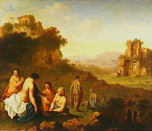 Italianate Landscape with Nymphs, 1681, Cornelius van Poelenburgh