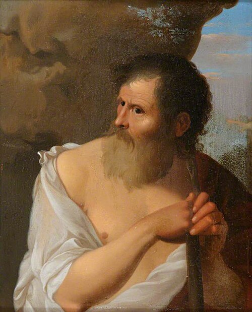 Figure of a Bearded Man leaning on a Staff, 1647, Cornelius van Poelenburgh