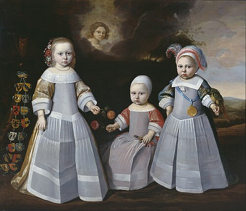 Portrait of Frederika, Edzard Jacob and Lambert Tjarda van Starkenborgh, 1654, Jan Jansz. de Stomme