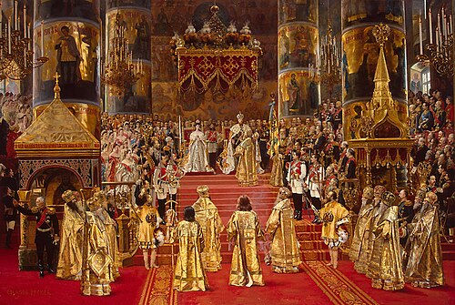 The Coronation of Empreror Alexander III and Empress Maria Feodorovna, 1888, Georges Becker