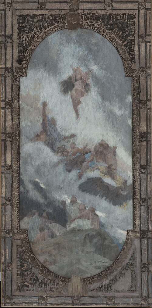 Esquisse pour le plafond du salon d'entrée Nord de l'Hôtel de Ville de Paris : la Nature inspiratric, 1892, Henri Bonis