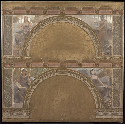 Esquisse pour le salon d'entrée nord de l'Hôtel de Ville de Paris : La Physique. La Chimie. La Philo, 1892, Henri Bonis