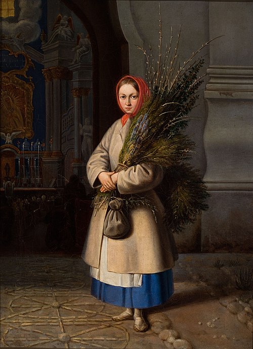 Lithuanian girl with Palm Sunday Fronds, 1844, Kanuty Rusiecki
