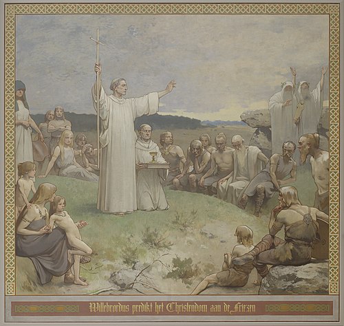 Willibrordus preaching to the Friezes, 1885, George Sturm