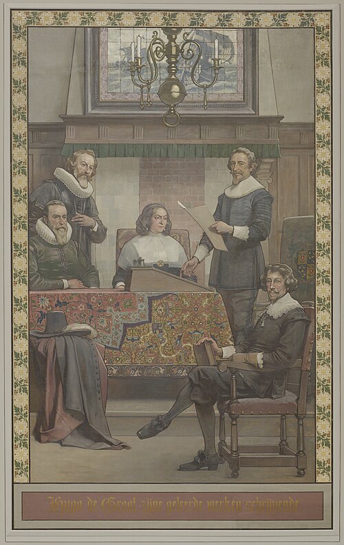 Hugo Grotius writing his works, 1885, George Sturm