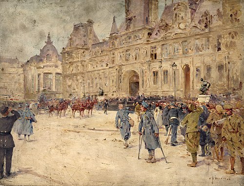 Les mutilés assistent aux obsèques du général Galliéni, sur la place de l'Hôtel-de-Ville (1er juin 1, 1916, Ernest Jean Delahaye