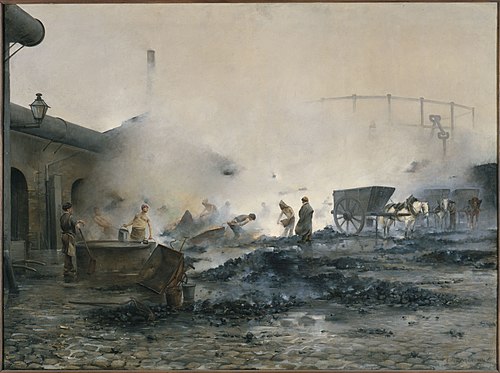 L'usine à gaz de Courcelles, 1884, Ernest Jean Delahaye