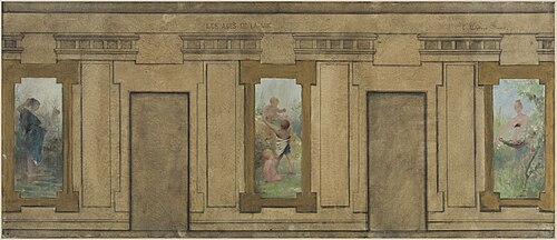 Esquisse pour la mairie de Courbevoie : Les âges de la vie. La Jeunesse. L'Enfance. La Jeunesse., 1884, Ernest Jean Delahaye
