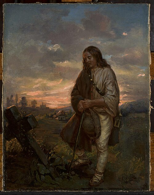 Highlander at a grave, 1864, Antoni Kozakiewicz
