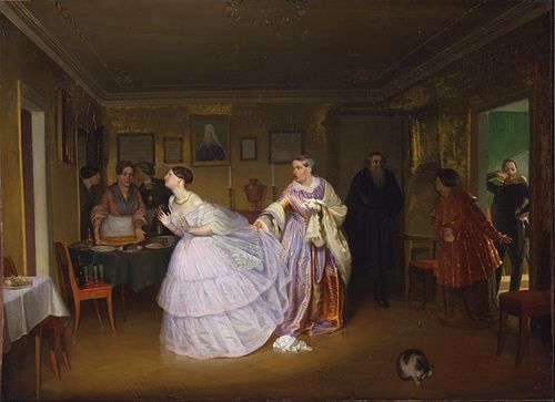 The Major Makes a Proposal, 1851, Pavel Fedotov