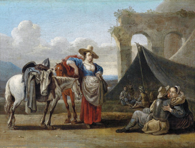 Legerkamp bij ruïne., 1650, Jan van den Hecke