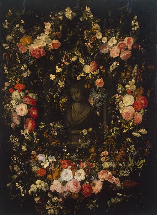 Bust of the Virgin Framed with a Garland of Flowers, 1660, Jan van den Hecke
