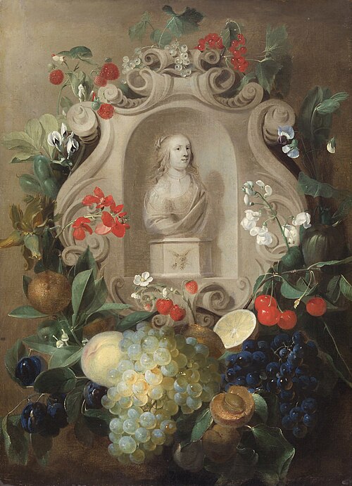 White Bust in a Flower and Fruit Garland, 1647, Jan van den Hecke