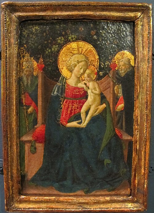 madonna col bambino, s. domenico e un santo papa, 1440, Benozzo Gozzoli