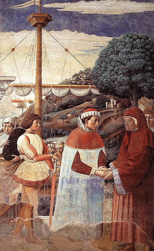 Disembarkation at Ostia (scene 5, east wall), 1464, Benozzo Gozzoli